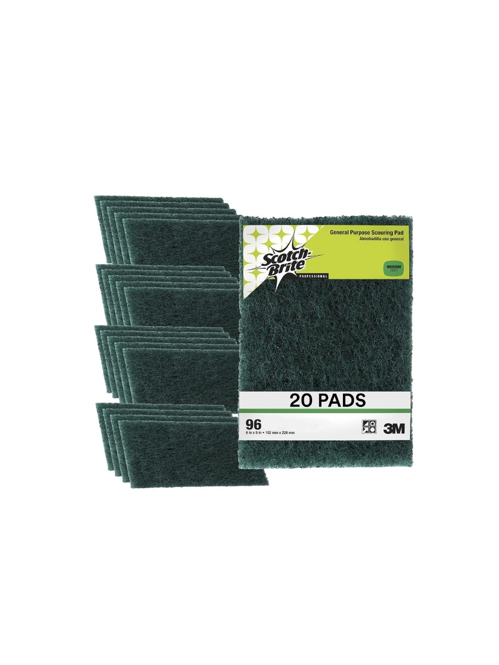Scotch Brite Green General Purpose Scouring Pads - 20 Pack